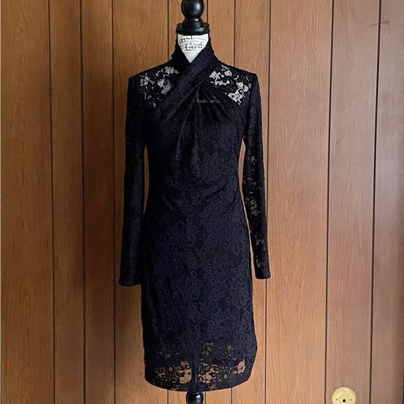 Elie Tahari Twist-Accented Lace Dress size 4 - Picture 4 of 11